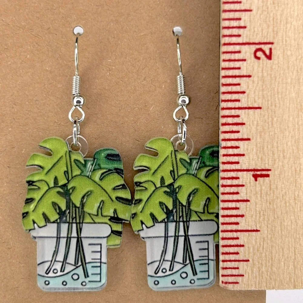 Succulent Plant 2D Acrylic Earrings  Fashion Jewelry - Picture 2 of 2